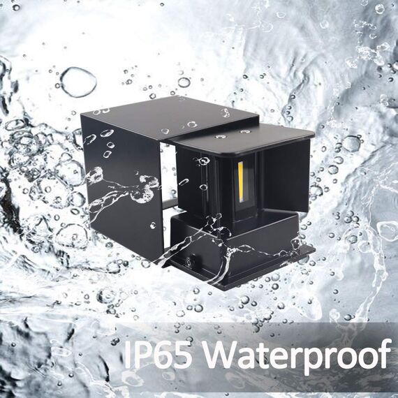 ZHMA Aussenleuchten Hauswand 2 Stück Einstellbarer Lichtstrahl,12W 3000K Warmweißes Licht Wandlampe Up and Down Leuchten Innen/Aussen Wasserdicht IP65 für Wohnzimmer,Balkon,Schlafzimmer,Flur,Schwarz