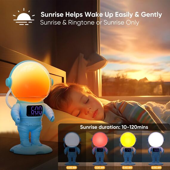Tageslichtwecker Sonnenaufgang Lichtwecker Wecker mit Licht, Sunrise Wake Up, Smart Bluetooth Lautsprecher, 30 White Noise,Timer,Dual Alarm, Dimmbare Nachtlicht mit Farbewechel für Erwachsene & Kinder