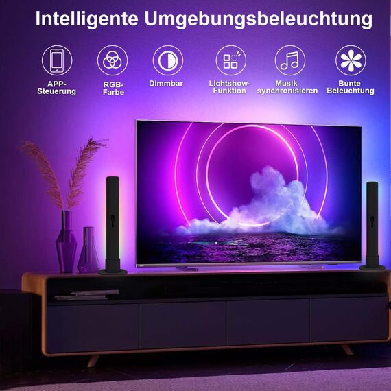 LED Lightbar, LED TV Hintergrundbeleuchtung, Gaming Lampe funktioniert RGB Ambient Smart LED Lampe Sync mit Musik und APP Control Steuerung für Gaming, Deko, PC, TV, Raumdekoration