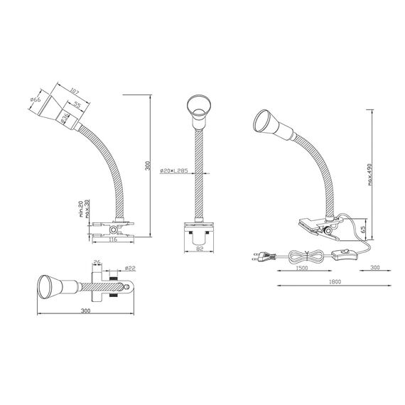Trio Leuchten Klemmleuchte Felxo 5028010-47, Metall/Kunststoff schwarz/stahlfarbig, exkl. 1x E14, Lesarm flexibel