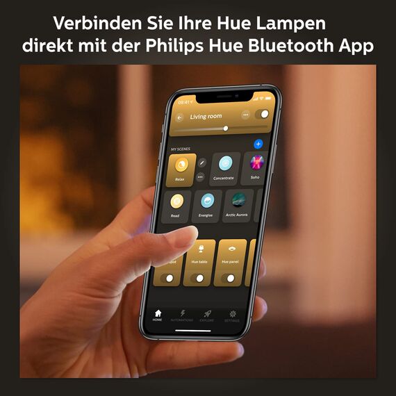 Philips Hue White Starter Set mit E27 Lampen 2er Set (1.055 lm), Smart Button+ Hue Bridge, LED Lampen mit warmweißem Licht über Hue Lichtsystem per Sprache und App steuerbar