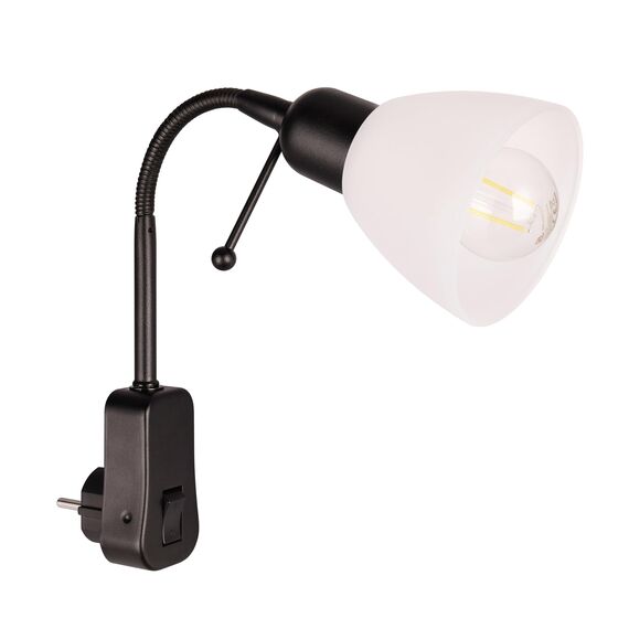 Trio Leuchten Steckerleuchte Ligara 8911211-32, Metall Schwarz matt, Schirm Kunststoff weiß, exkl. 1x E14