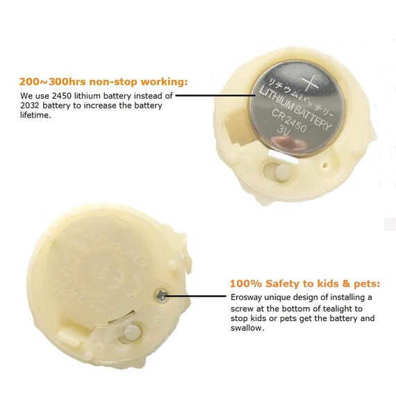 Erosway Flammenlose Kerzen, realistisch Flackernde LED Teelichter elektrische Kerzen, 300 Stunden nonstop Leuchten mit Fernbedienung und 2/4/6/8 Stunden-Timer. Elfenbeinfarbe. 6 Stück/Paket