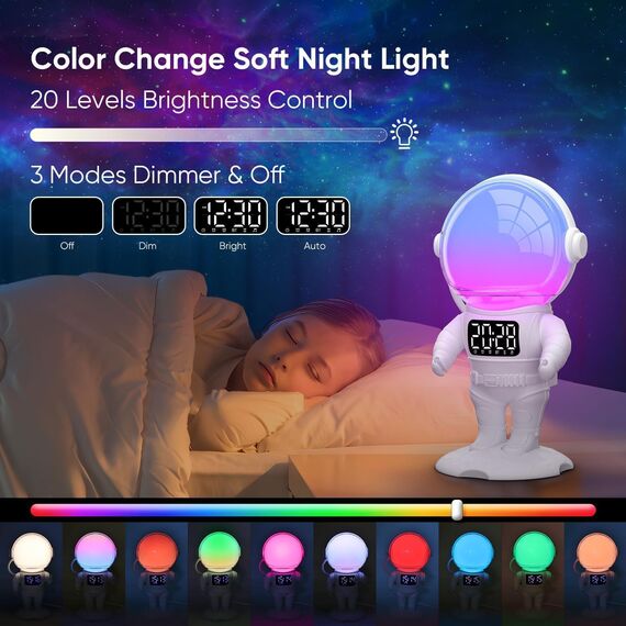 Tageslichtwecker Sonnenaufgang Lichtwecker Wecker mit Licht, Sunrise Wake Up, Smart Bluetooth Lautsprecher, 21 White Noise,Timer,Dual Alarm, Dimmbare Nachtlicht mit Farbewechel für Erwachsene & Kinder