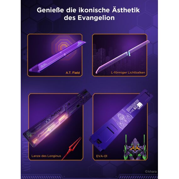 Govee x EVANGELION Glide LED Wandleuchte, Gaming Wall Light RGBIC, DIY Mecha-Stil Formen, Gaming Licht Deko für Spielzimmer, Smart Wandlampe Kompatibel mit Matter und Alexa, 6pcs und 2 Ecken