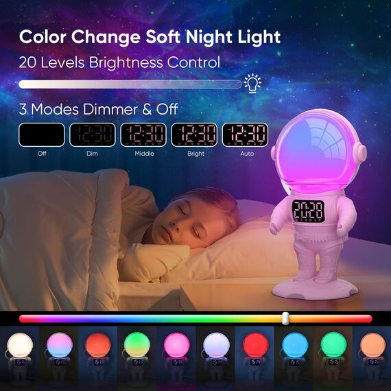 Tageslichtwecker Sonnenaufgang Lichtwecker Wecker mit Licht, Sunrise Wake Up, Smart Bluetooth Lautsprecher, 30 White Noise,Timer,Dual Alarm, Dimmbare Nachtlicht mit Farbewechel für Erwachsene & Kinder