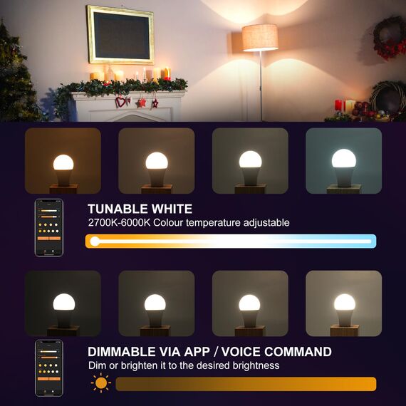 DUSKTEC Alexa Glühbirne E27, Smart LED Birnen Warmweiss und Kaltweiss 12W 1000LM Dimmbar mit APP steuerung, Bluetooth Leuchtmittel, Intelligente LED Lampe, Hell Light Bulb Glühlampen, 2 Stück