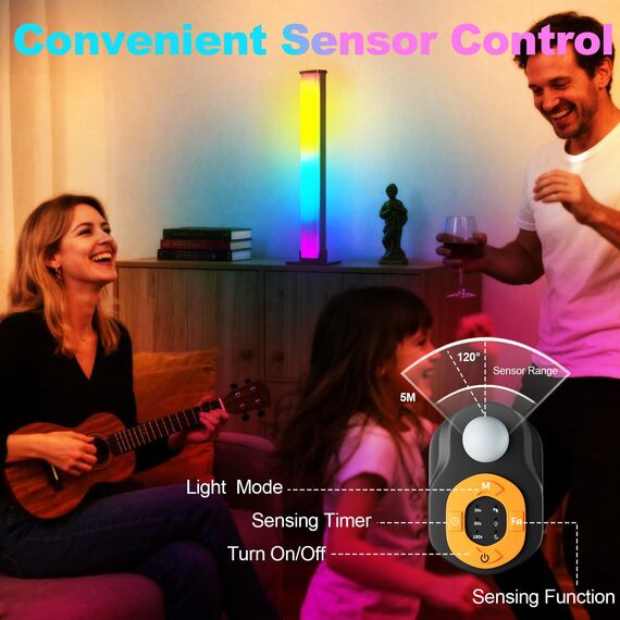 Auplf RGBIC LED Lightbar, TV Hintergrundbeleuchtung mit Bewegungsmelder USB-Anschluss, Musik Sync, APP Steuerung dimmbar für PC, Fernseher, Raumdekoration - 2PCS