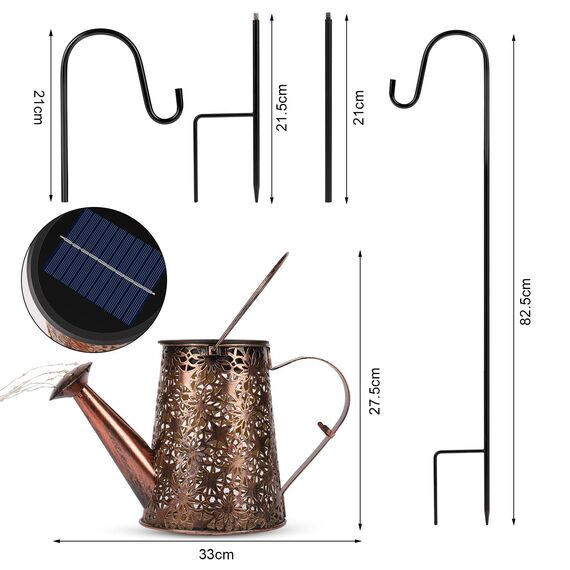 GuKKK Solar Gießkanne mit Solarlampen für Außen, LED Außen Solarlampen, Gartendeko Modern Stil, Lichterketten, Star Shower Garten Leuchten mit Halterung