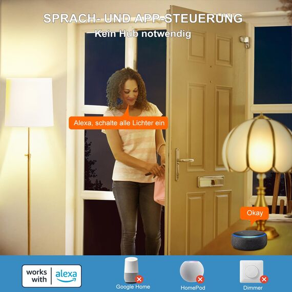 DUSKTEC Smart Glühbirne E27, Alexa LED Lampe Warmweiss und Kaltweiss 2700K-6000K Dimmbar per APP, LED Birnen Bluetooth 1000LM 12W, Leuchtmittel Tunable White, Intelligente Light Bulbs, 4 Stück