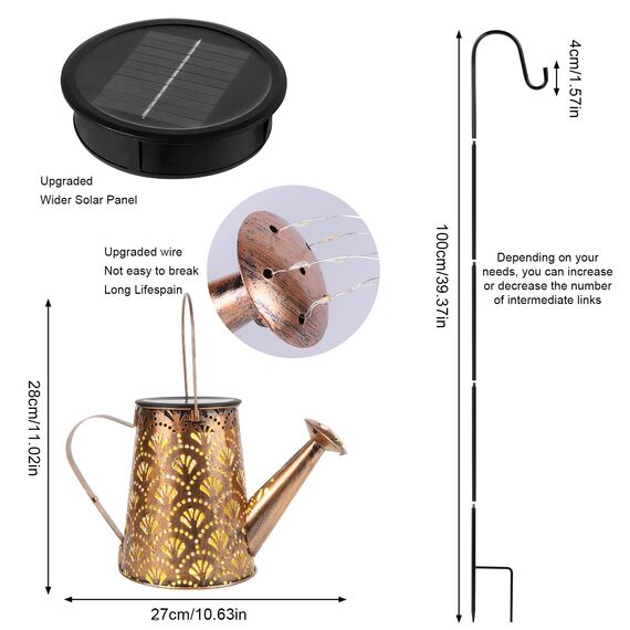 GuKKK Solar Gießkanne mit Solarlampen für Außen, Solarlampen für Außen Garten LED Lichter, Solar Gartendeko Modern Stil, Solar Lichterketten Aussen, Star Shower Garten Leuchten mit Halterung (Fächer)