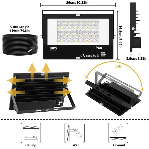 RGB LED Strahler Außen Kaltweiß 80W Fluter Smart Flutlicht Bunt Mit Bluetooth APP-Steuerung IP66 Wasserdicht Außenstrahler Million Farben Dimmbar Gartenbeleuchtung für Aussen Innen Party Garten 2 Stk