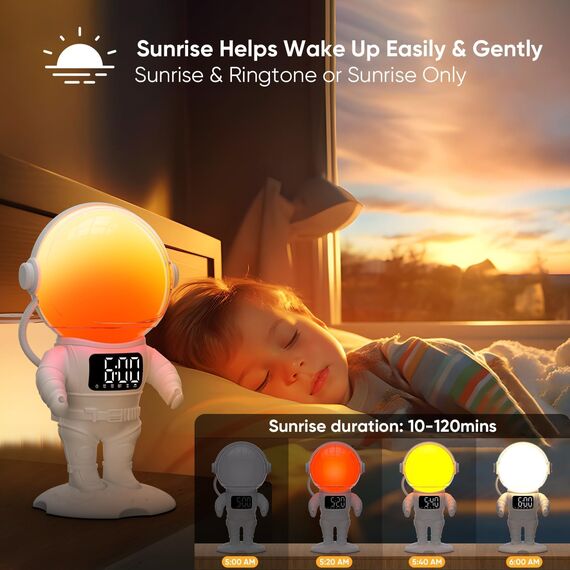 Tageslichtwecker Sonnenaufgang Lichtwecker Wecker mit Licht, Sunrise Wake Up, Smart Bluetooth Lautsprecher, 21 White Noise,Timer,Dual Alarm, Dimmbare Nachtlicht mit Farbewechel für Erwachsene & Kinder