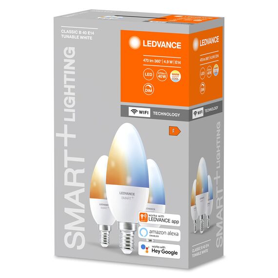 Ledvance SMARTWIFIB40 5W/827 230V TWFRE144X3LEDV Smarte LED Lampe für Home, Lichtfarbe Änderbar, 40W-Ersatz