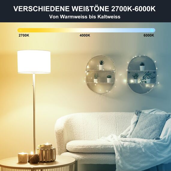 DUSKTEC Alexa Glühbirne E27, Smart LED Birnen Warmweiss und Kaltweiss 12W 1000LM Dimmbar mit APP steuerung, Bluetooth Leuchtmittel, Intelligente LED Lampe, Hell Light Bulb Glühlampen, 2 Stück