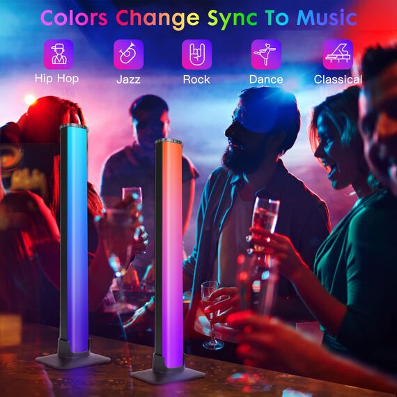 Auplf LED Lightbar, 2PCS Smart RGB Lampe Dimmable Ambient Light TV Hintergrundbeleuchtung, USB-Betrieb, Musik Sync, Bluetooth, mit APP und Fernbedienung für PC Gaming Deko Zimmer Aquarium Deko