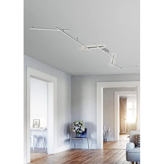 Außergewöhliche LED Schienenleuchte für Wand und Decke aus Metall Silber matt 345cm lang