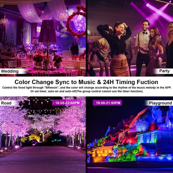 RGB LED Strahler Außen Kaltweiß 80W Fluter Smart Flutlicht Bunt Mit Bluetooth APP-Steuerung IP66 Wasserdicht Außenstrahler Million Farben Dimmbar Gartenbeleuchtung für Aussen Innen Party Garten 2 Stk