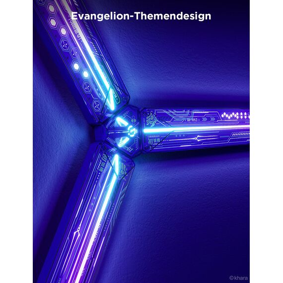 Govee x EVANGELION Glide LED Wandleuchte, Gaming Wall Light RGBIC, DIY Mecha-Stil Formen, Gaming Licht Deko für Spielzimmer, Smart Wandlampe Kompatibel mit Matter und Alexa, 6pcs und 2 Ecken