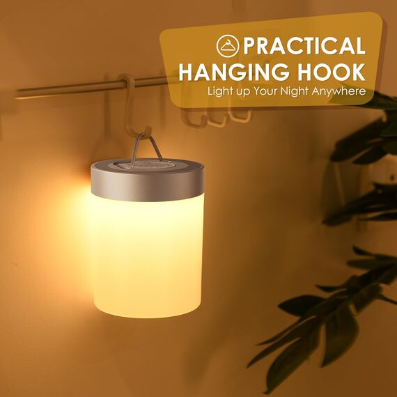 Auxmir Nachttischlampe Nachtlicht Touch Dimmbar, 3000mAh Tischlampe Kabellos USB Aufladbar mit 256 RGB Farben 5 Modi, Timing Funktion, LED Stilllicht Lampe für Kinder Deko Schlafzimmer Camping, Silber