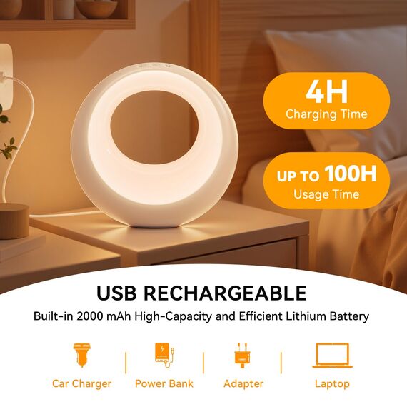 Auxmir LED Nachttischlampe Touch Dimmbar, RGB Farbwechsel & 9 Modi Tischlampe mit Fernbedienung, USB Aufladbar Kinder Mondlampe mit Timer & Memory, Baby Nachtlicht für Schlafzimmer Wohnzimmer Geschenk