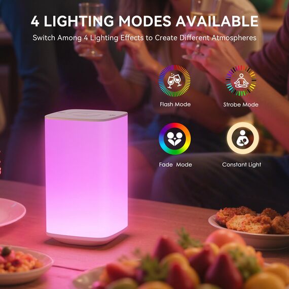 Auxmir Nachttischlampe Nachtlicht Touch Dimmbar, 4000mAh Aufladbar Stilllicht Baby mit 256 RGB Farben 4 Modi, LED Tischlampe Kabellos mit Fernbedienung & Timing Funktion, Lampe für Deko Schlafzimmer