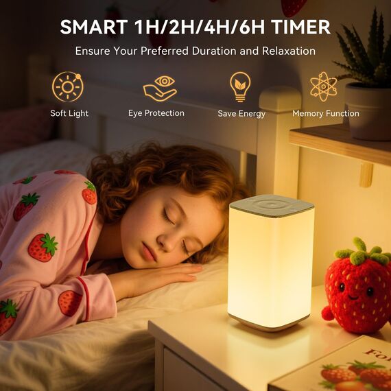 Auxmir Nachtlicht Nachttischlampe Touch Dimmbar, 4000mAh Aufladbar LED Tischlampe Kabellos mit 256 RGB Farben 4 Modi, Stilllicht Baby mit Fernbedienung & Timing Funktion, Lampe für Deko Schlafzimmer