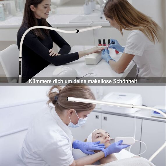 EYOCEAN LED Augenschutz Schreibtischlampe, Schwanenhals Klemmleuchte, Einstellbare Dimmen & Farbtemperaturen, Büro Tischlampe, Klemmlampe mit Speicherfunktion und Timerfunktion, 12W, Weiß