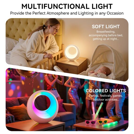 Auxmir LED Nachttischlampe Touch Dimmbar, RGB Farbwechsel & 9 Modi Tischlampe mit Fernbedienung, USB Aufladbar Kinder Mondlampe mit Timer & Memory, Baby Nachtlicht für Schlafzimmer Wohnzimmer Geschenk