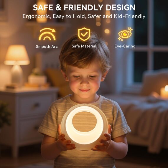 Auxmir LED Nachttischlampe Touch Dimmbar, RGB Farbwechsel & 9 Modi Tischlampe mit Fernbedienung, USB Aufladbar Kinder Mondlampe mit Timer & Memory, Baby Nachtlicht für Schlafzimmer Wohnzimmer Geschenk