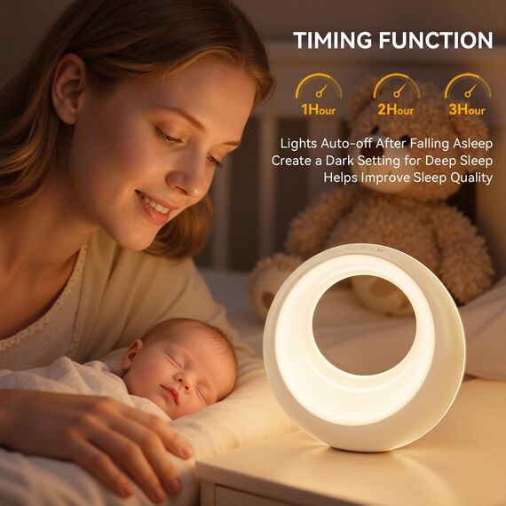 Auxmir LED Nachttischlampe Touch Dimmbar, RGB Farbwechsel & 9 Modi Tischlampe mit Fernbedienung, USB Aufladbar Kinder Mondlampe mit Timer & Memory, Baby Nachtlicht für Schlafzimmer Wohnzimmer Geschenk