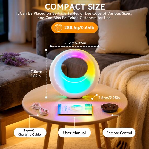 Auxmir LED Nachttischlampe Touch Dimmbar, RGB Farbwechsel & 9 Modi Tischlampe mit Fernbedienung, USB Aufladbar Kinder Mondlampe mit Timer & Memory, Baby Nachtlicht für Schlafzimmer Wohnzimmer Geschenk