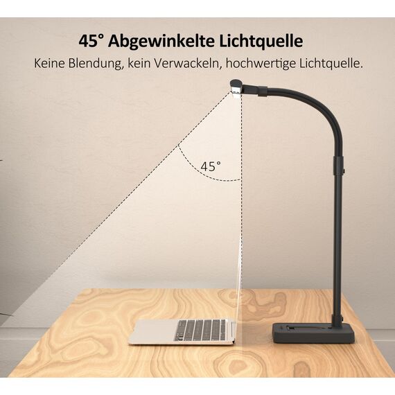LOTTBUTY Doppelkopf Schreibtischlampe LED dimmbar,24W 80CM Homeoffice Tageslichtlampe Schreibtisch Lampe, Schwanenhals Büro Tischlampe schwarz, Augenschutz Monitorlampe,5 Farbmodi