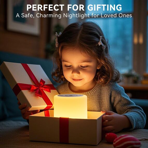 Auxmir Nachttischlampe Nachtlicht Touch Dimmbar, 3000mAh Tischlampe Kabellos USB Aufladbar mit 256 RGB Farben 5 Modi, Timing Funktion, LED Stilllicht Lampe für Deko Schlafzimmer, Camping, Dunkelbraun