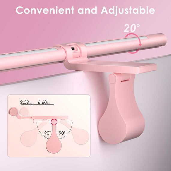 Quntis Rosa Computer Monitor Lampe mit Hintergrundbeleuchtung Fernbedienung, 40cm Curved Monitor Light Bar, Augenschonende Bildschirmlampe LED, Geschenke für Frauen Mädchen, Bürolampe für HomeOffice