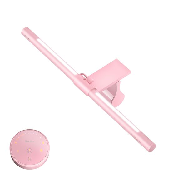 Quntis Rosa Computer Monitor Lampe mit Hintergrundbeleuchtung Fernbedienung, 40cm Curved Monitor Light Bar, Augenschonende Bildschirmlampe LED, Geschenke für Frauen Mädchen, Bürolampe für HomeOffice