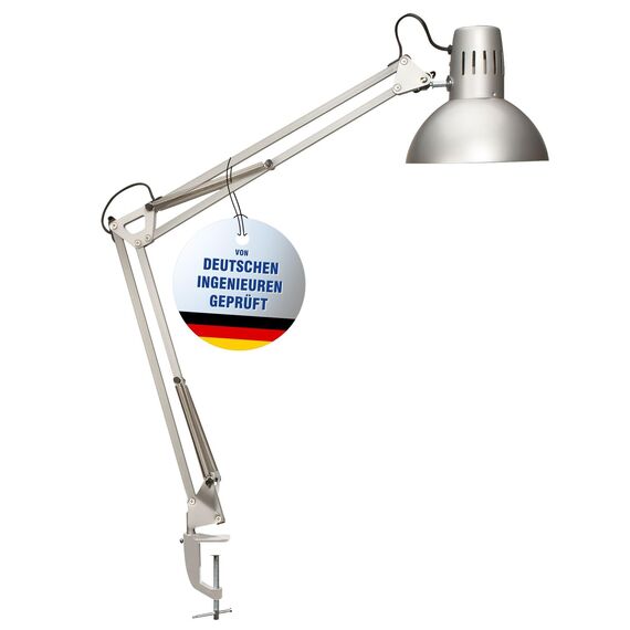 MAUL Schreibtischlampe MAULstudy | Verstellbare Klemmleuchte mit Gelenkarm für Büro und Schreibtisch | Elegante Schreibtischlampe LED aus Metall | Exklusive LED-Leuchtmittel | Silber