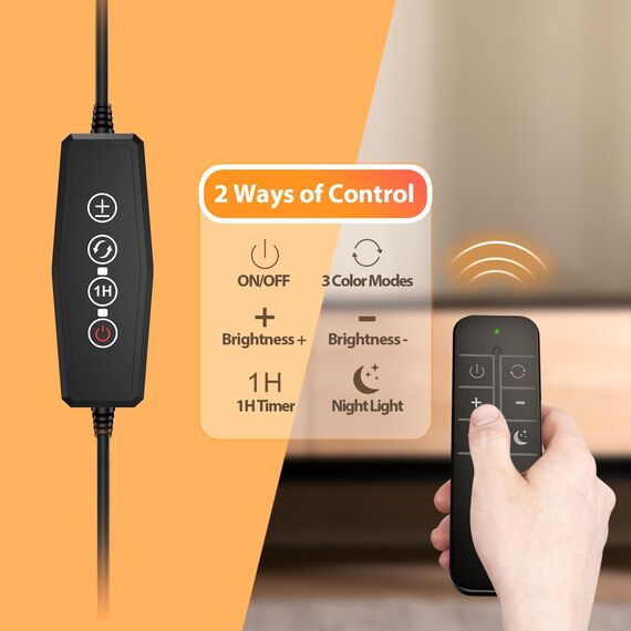 iFalarila Desk Lamp 10W Schreibtischlampe Dimmbar mit Fernbedienungen - 160 LED Super Helle Klemmleuchte mit USB-Adapter | 3 Farbtemperaturen & 10 Helligkeitsstufen | 70cm Flexiblem Schwanenhals