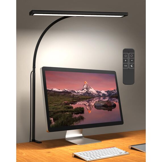 iFalarila Desk Lamp 10W Schreibtischlampe Dimmbar mit Fernbedienungen - 160 LED Super Helle Klemmleuchte mit USB-Adapter | 3 Farbtemperaturen & 10 Helligkeitsstufen | 70cm Flexiblem Schwanenhals