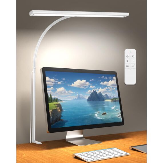 iFalarila Desk Lamp 10W Schreibtischlampe Dimmbar mit Fernbedienungen - 160 LED Super Helle Klemmleuchte mit USB-Adapter | 3 Farbtemperaturen & 10 Helligkeitsstufen | 70cm Flexiblem Schwanenhals