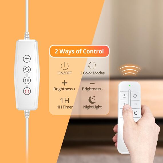 iFalarila Desk Lamp 10W Schreibtischlampe Dimmbar mit Fernbedienungen - 160 LED Super Helle Klemmleuchte mit USB-Adapter | 3 Farbtemperaturen & 10 Helligkeitsstufen | 70cm Flexiblem Schwanenhals