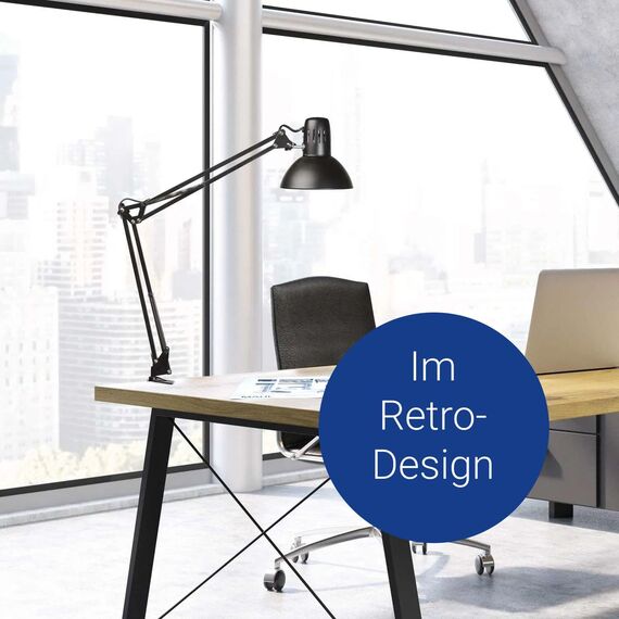 MAUL Schreibtischlampe MAULstudy | Verstellbare Klemmlampe mit Gelenkarm für Büro und Schreibtisch | Elegante Tischlampe aus Metall | Lampe exklusive LED-Leuchtmittel | Schwarz