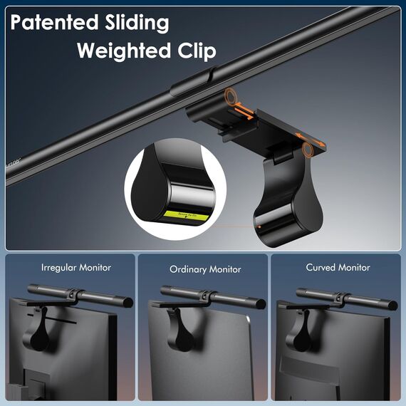 Quntis Curved Monitor Lampe 51cm mit Hintergrundbeleuchtung Fernbedienung, Monitor Light Bar mit Anti-Blaulicht, Bildschirmlampe dimmbar, PC Bürolampe Schreibtischlampe für Computer Home Office