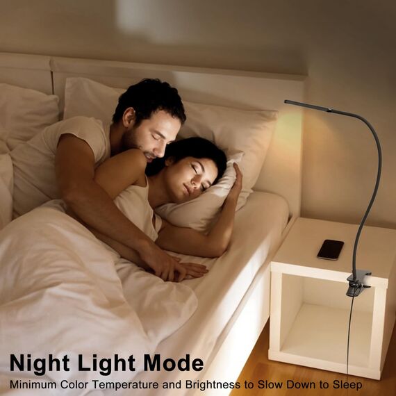 Mojimdo Schreibtischlampe 77 LED mit Fernbedienung [Beeindruckende Lichtleistung] 70CM Klemmlampe, 3 Farben & 10 Helligkeitsstufen, 360° Flexibel mit USB-Ladegerät