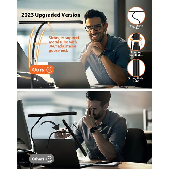 iFalarila Desk Lamp 10W Schreibtischlampe Dimmbar mit Fernbedienungen - 160 LED Super Helle Klemmleuchte mit USB-Adapter | 3 Farbtemperaturen & 10 Helligkeitsstufen | 70cm Flexiblem Schwanenhals