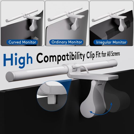 Quntis Monitor Lampe Weiß mit Hintergrundbeleuchtung Fernbedienung 40cm Curved Monitor Light Bar Augenschutz Bildschirmlampe LED für weiße helle Computer Schreibtische, Bürolampe für Home Office