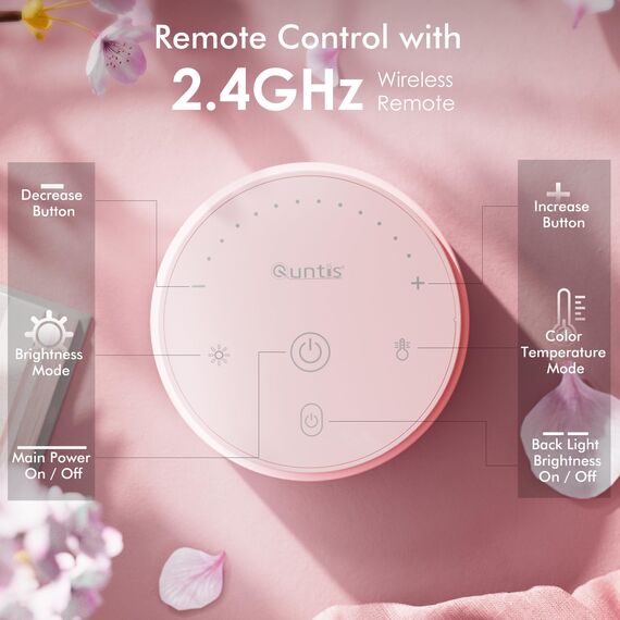 Quntis Rosa Computer Monitor Lampe mit Hintergrundbeleuchtung Fernbedienung, 40cm Curved Monitor Light Bar, Augenschonende Bildschirmlampe LED, Geschenke für Frauen Mädchen, Bürolampe für HomeOffice