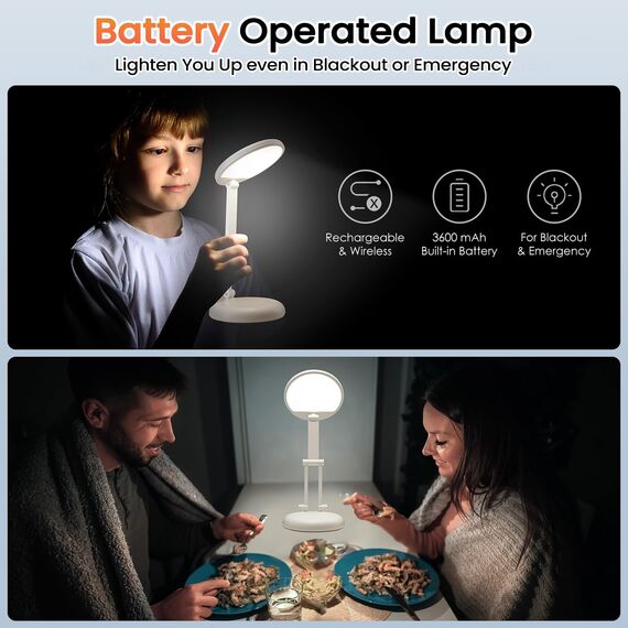 One Fire Tischlampe Kabellos LED Tischlampe Akku Lampe, Schreibtischlampe Faltbar & Tragbar, 9 Helligkeit LED Schreibtischlampe Kabellos Akku, Leselampe Desk Lamp Tischleuchte Büroschreibtischlicht