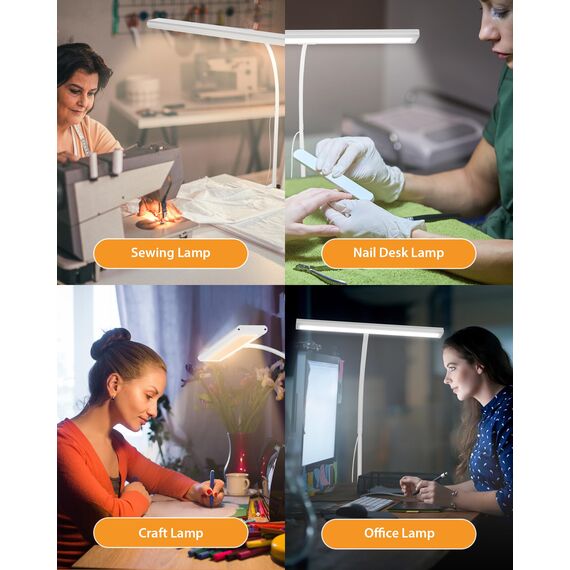 iFalarila Desk Lamp 10W Schreibtischlampe Dimmbar mit Fernbedienungen - 160 LED Super Helle Klemmleuchte mit USB-Adapter | 3 Farbtemperaturen & 10 Helligkeitsstufen | 70cm Flexiblem Schwanenhals