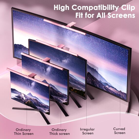 Quntis Rosa Computer Monitor Lampe mit Hintergrundbeleuchtung Fernbedienung, 40cm Curved Monitor Light Bar, Augenschonende Bildschirmlampe LED, Geschenke für Frauen Mädchen, Bürolampe für HomeOffice